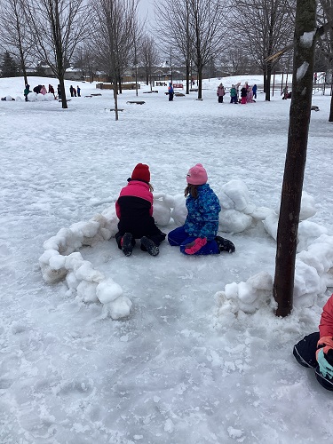 school age girls inside their fort