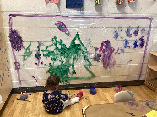 An art wall painted by toddlers