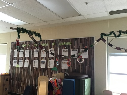 Showing off the wreath decorations