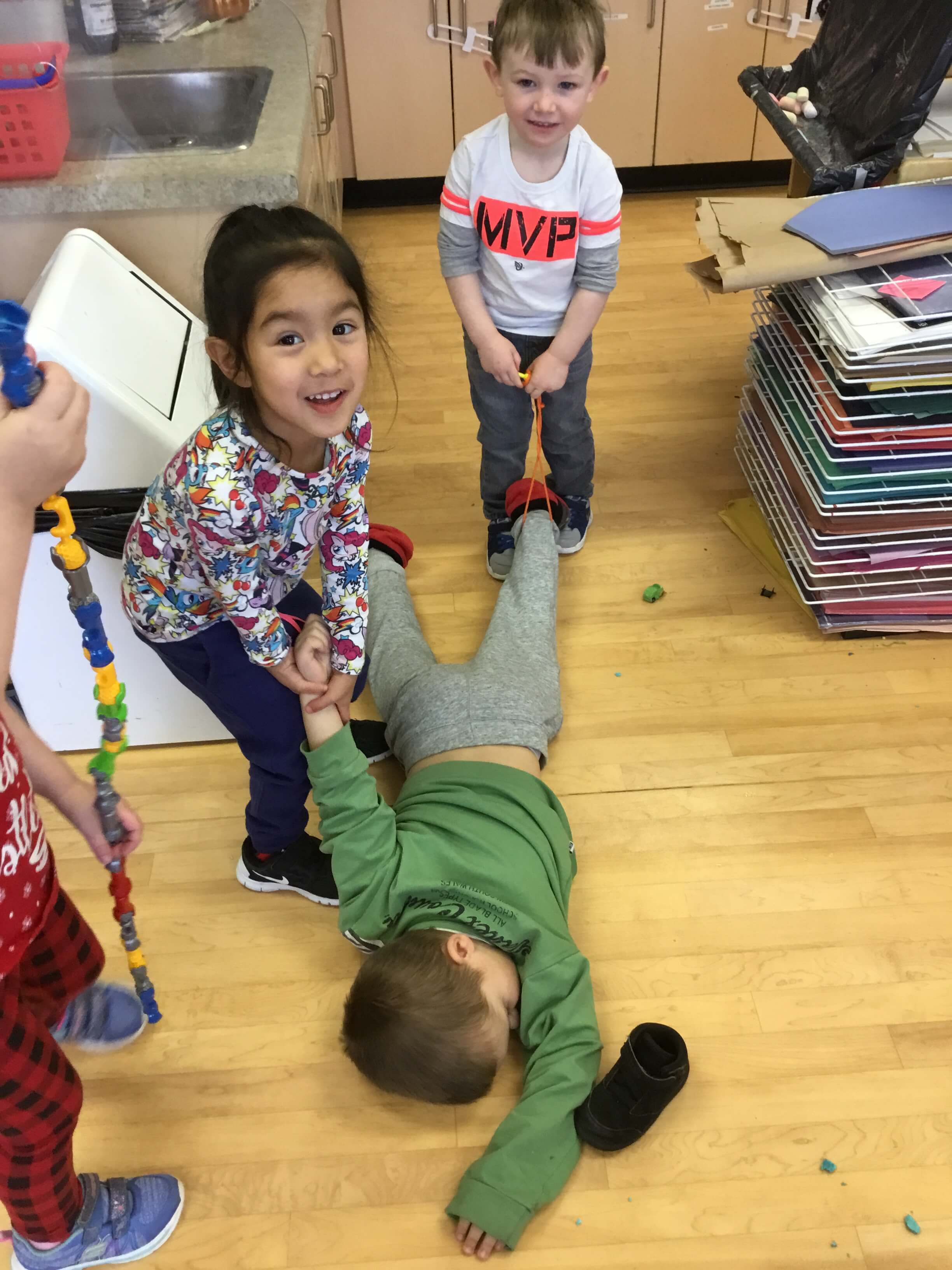 children caring for a pretend patient