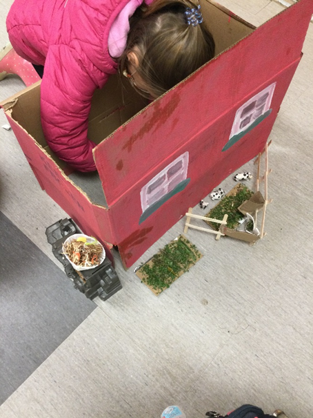 girl bending over into box made shorse table