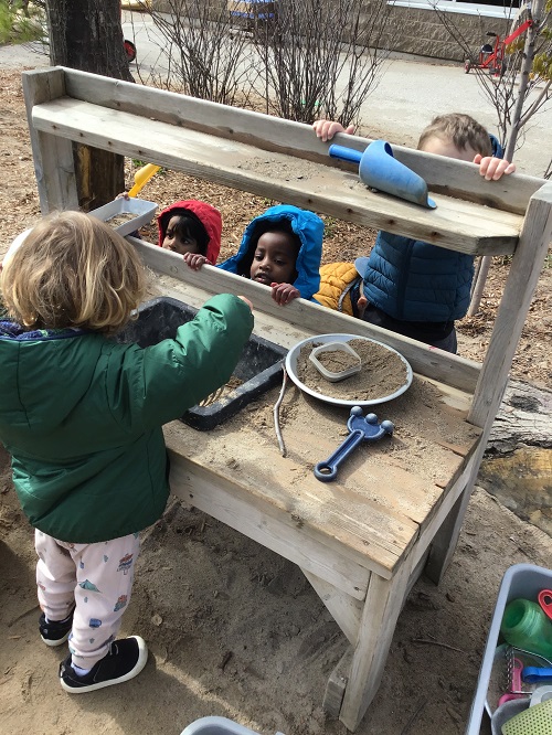 Children pretending to "buy food."