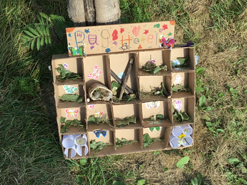 close up of kid's made bug habitat